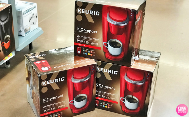 Three Keurig K Compact Single Serve Coffee Maker in Boxes Red