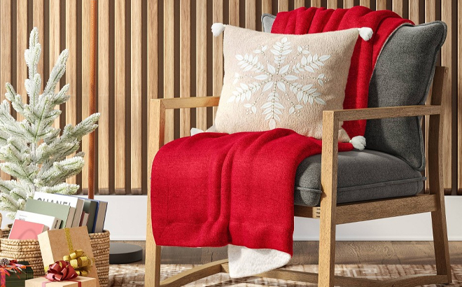 Threshold Solid Woven Chenille Throw Blanket Draped over a Chair