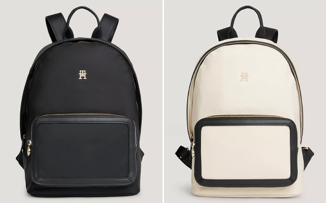 Tommy Hilfiger Monogram Contrast Backpack in Blak and White