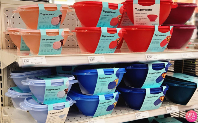 Tupperware Storage Containers on a Shelf