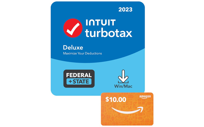 TurboTax Deluxe State 2023 and 10 Amazon Gift Card