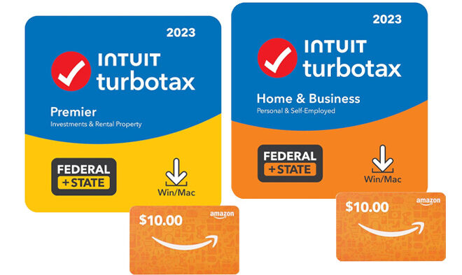 TurboTax Premier 2023 and TurboTax Home Business 2023 with Amazon Gift Cards