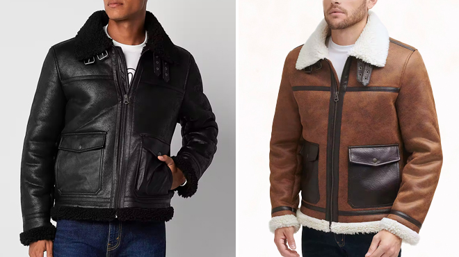 Two Colors of Levis Mens Sherpa Shearling Coat