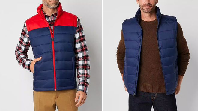 Two Colors of St Johns Bay Packable Mens Puffer Vest