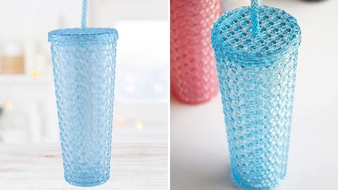 Two Images of Mainstays Tumbler in Teal Color