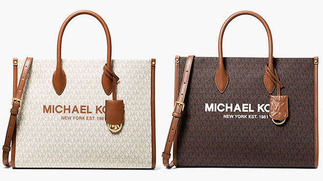 Two Michael Kors Outlet Mirella Medium Logo Tote Bags