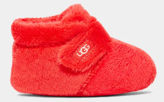 UGG Baby Bixbee Boots in Cherry Pie Color on Grey Background