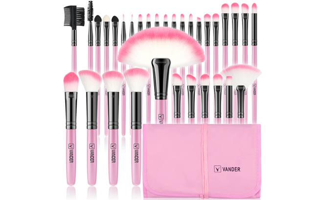 Vander Makeup Brush Pink 32 Piece Set