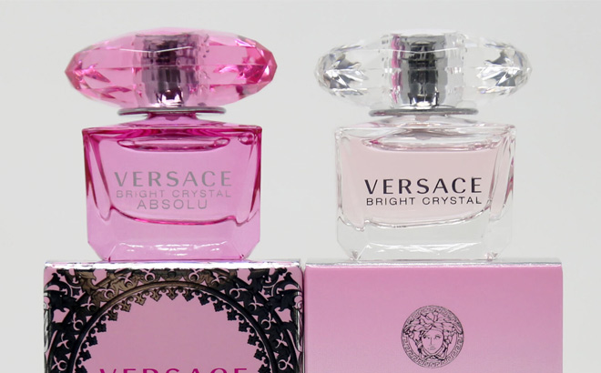 Versace Mini Bright Crystal and Bright Crystal Absolu Set on the Box