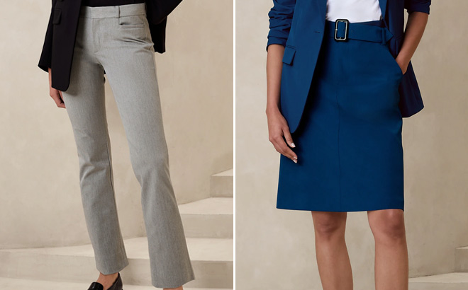 Woman in Grey Pants and Woman in Blue Skirt from Banana Republic