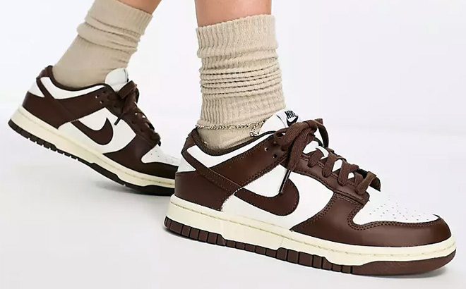Women Walking in Nike Cacao Dunk Low Shoes