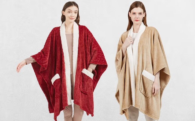Women Wearing Charter Club Cozy Plush Wrap Robe Throws