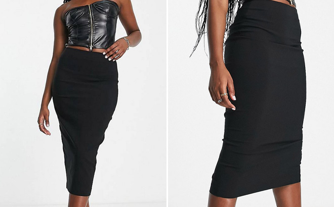 Women in Asos Black Skirt