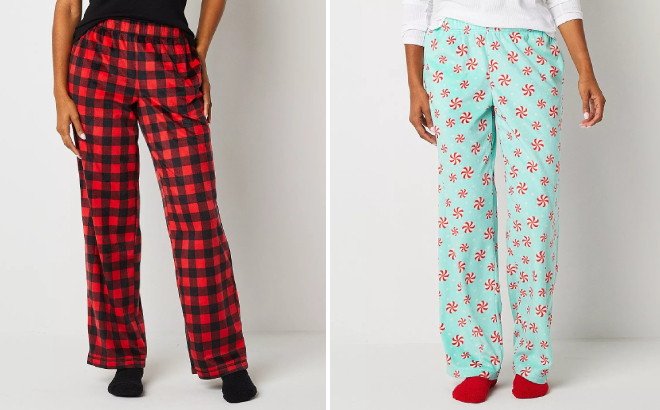 Womens Pajama Fleece Pants with Socks