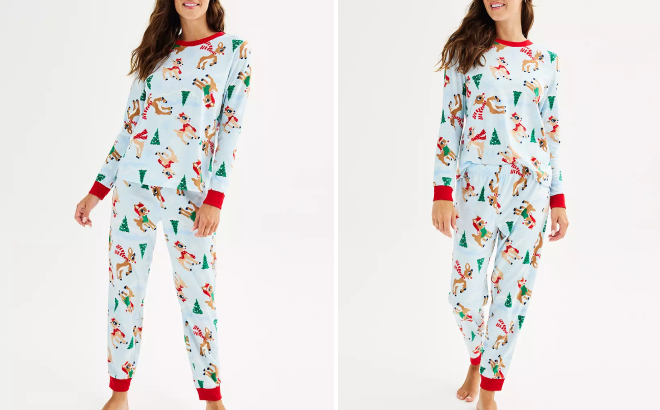 Womens Rudolph the Red Nosed Reindeer Pajama Set