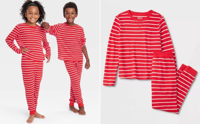 Wondershop Kids Striped Matching Family Thermal Pajama Set