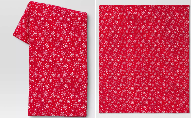 Wondershop Red White Plush Christmas Throw Blanket on a Gray Background