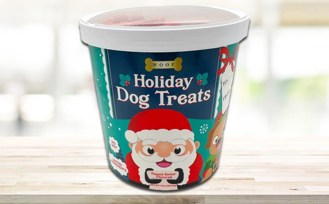 Woof Dog Holiday Treat Tub