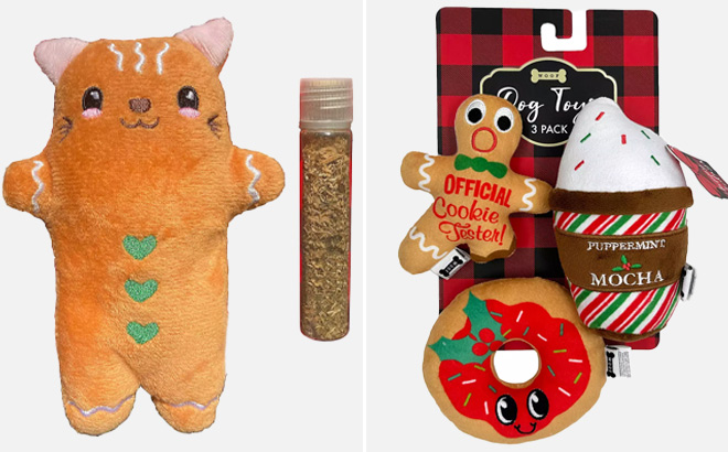 Woof Gingercat Cat Toy and Woof Holiday Treat 3 piece Dog Toy Set at Kohls