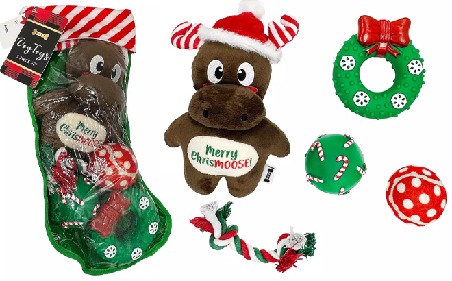 Woof Moose Stocking Dog Toy Gift Set