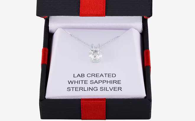 Yes Please Womens Lab Created White Sapphire Sterling Silver Pendant Necklace