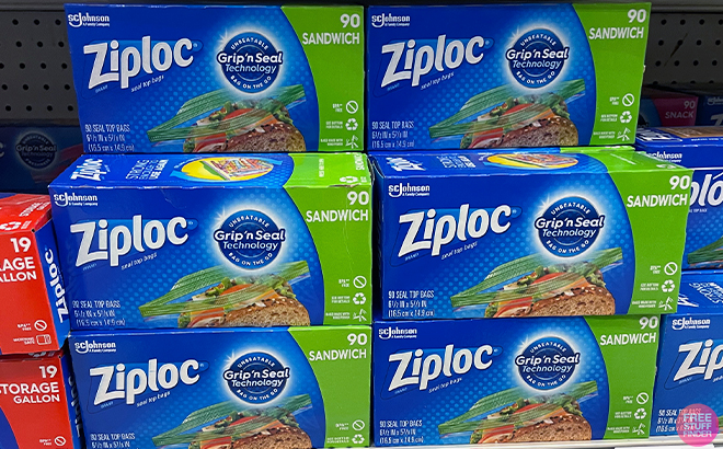 Ziploc 90 Count Sandwich and Snack Bag in shelf