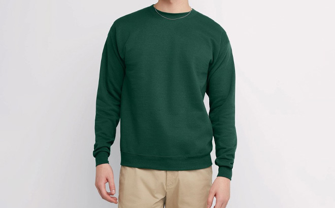 a Man Wearing Hanes Sweatshirt