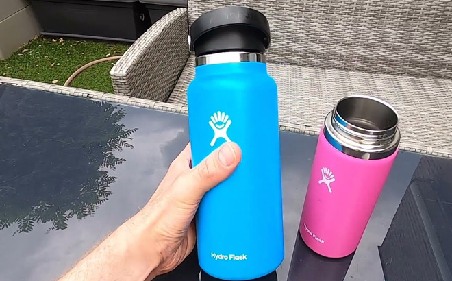 a Person Holding Hydro Flask Stainless Steel Wide Mouth Water Bottle