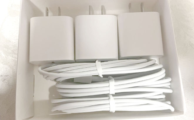 iPhone Charger Adapter with Lightning Cable 3pk on a Box