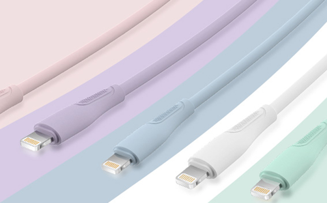 iPhone Charger Fast Charging Lightning Cable 6 Pack in Pastel Colors