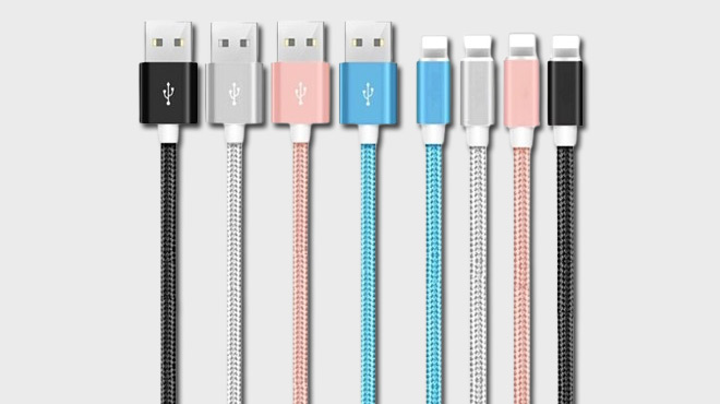 iPhone USB A to Lighting Braided Charging Cables 5 pk
