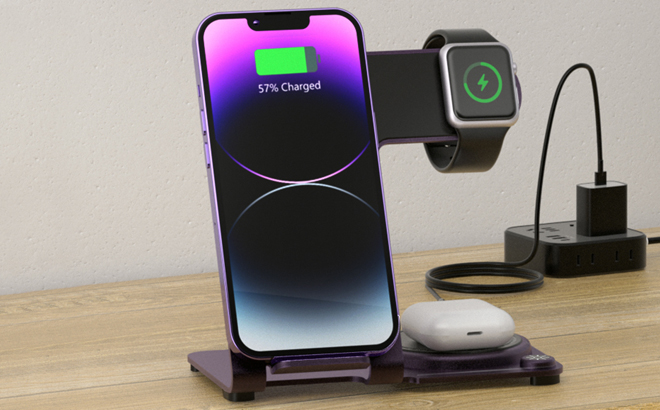 3 in 1 Apple Charging Station Purple