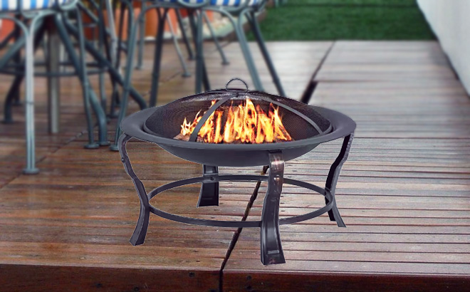 30 Inch Outdoor Steel Wood Burning Black Fire Pit