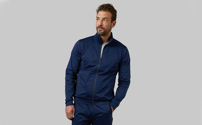 32 Degrees Mens Active Tech Track Jacket on a Gray Background