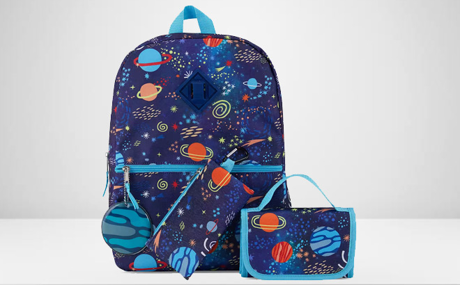 5 Piece Boys Galaxy Backpack Set