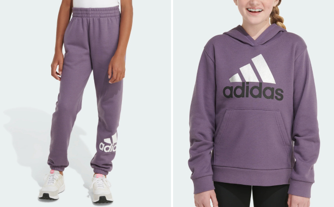 Adidas Kids Logo Fleece Jogger and Logo Hoodie