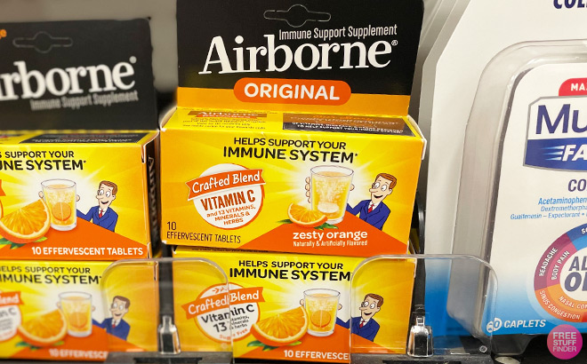 Airborne Immune Support Supplement Zesty Orange Dissolving Tablets