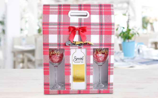 Alder Creek Gift Baskets Wine Tote with Food on Table