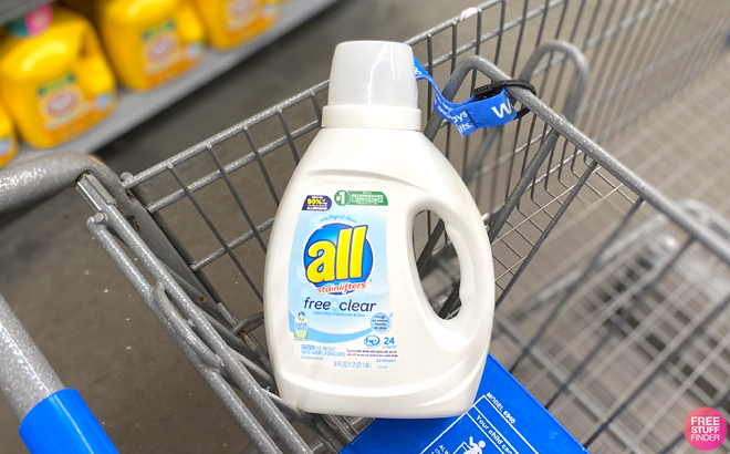 All Laundry Detergent on a Walmart Shopping Cart