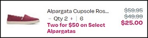 Alpargata Cupsole Rose Slip Ons Checkout Screenshot