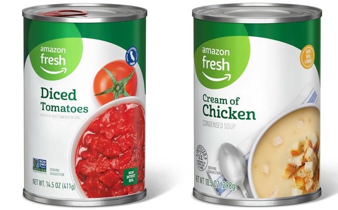 Amazon Fresh Diced Tomatoes and Amazon Fresh Chicken Soup