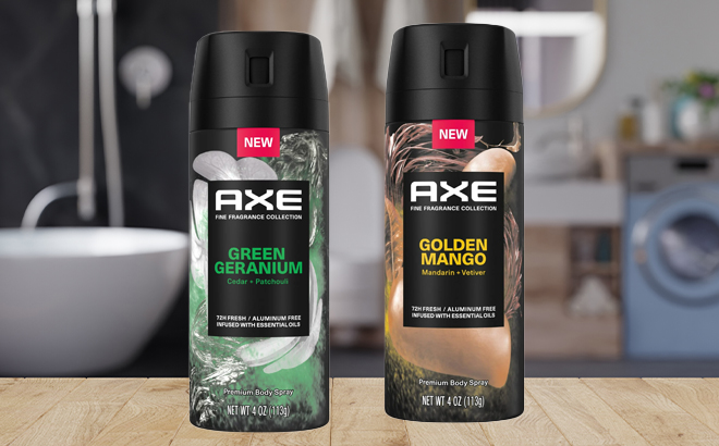 Axe Fine Fragrance Collection Mens Antiperspirant Deodorant Spray in the Scents Green Geranium and Golden Mango