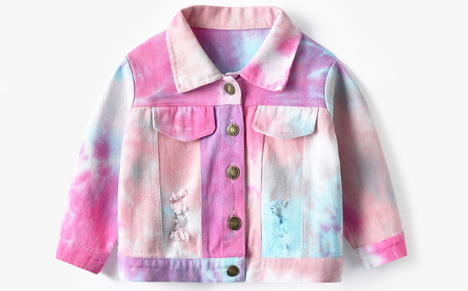 Baby Girls Tie Dye Ripped Denim Jacket Baby Girls Tie Dye Ripped Denim Jacket