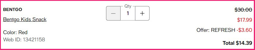 Bentgo Kids Snack Container Order Summary