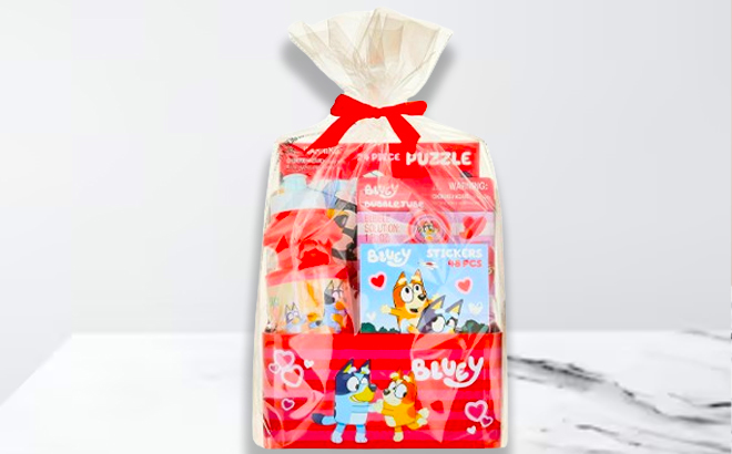 Bluey Valentines Day Gift Set on the marble table
