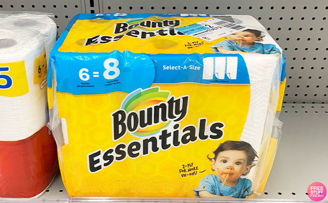 Bounty Essentials Paper Towels on a Shelf