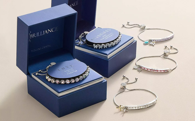 Brilliance Fine Silver Plated Multicolored Crystal Adjustable Bracelet