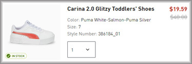 Carina Glitzy Toddlers Shoes Checkout Screen
