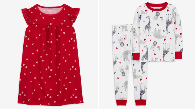 Carters Child of Mine Toddler Girl Valentines Pajama Gown and Valentines Day Pajama Set Carters Child of Mine Toddler Girl Valentines Pajama Gown and Valentines Day Pajama Set