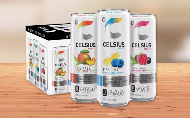 Celsius Fizz Free Variety Energy Drink 12 Pack on a Box